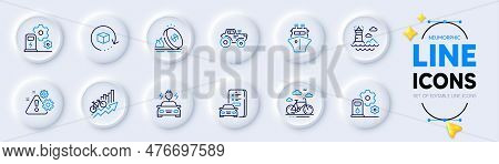 Gas Price, Car Registration And Training Results Line Icons For Web App. Pack Of Warning, Tractor, C