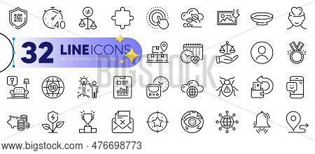 Outline Set Of Timer, Download Photo And Cash Back Line Icons For Web With Co2 Gas, Journey, Winner 