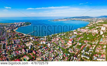 Gelendzhik City Harbor Aerial Panoramic View. Gelendzhik Is A Resort Town Located On The Gelenjik Ba