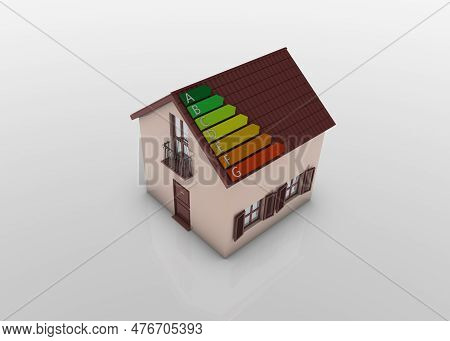 Building Energy Class On White Background - 3d Illustration