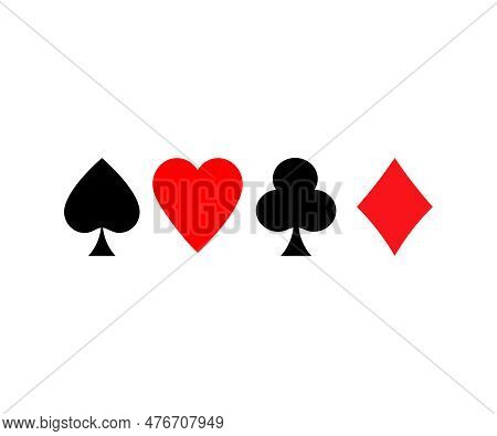 Playing card suit icons. Сlub, Heart, spade, diamond logo design. Playing cards symbols vector design and illustration.