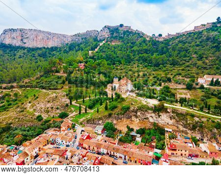 Sant Feliu Church Aerial Panoramic View. Sant Feliu Or St Felix Is A Romanesque And Gothic Style, Ro