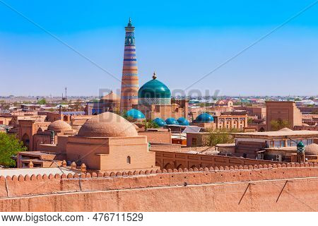 Itchan Kala City Walls. Itchan Or Ichan Kala Is An Ancient Walled Inner Town Of The City Of Khiva In
