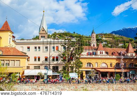 Merano City Centre View. Merano Or Meran Is A Town In South Tyrol Province In Northern Italy.