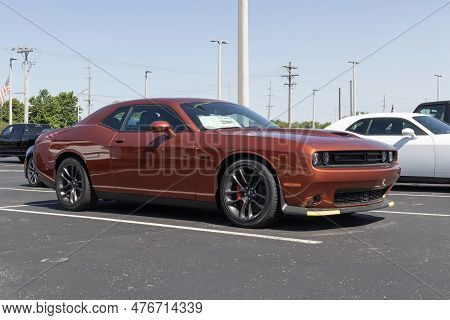 Noblesville - Circa May 2023: Dodge Challenger Display. Dodge Offers The Challenger In Sxt, Gt, R/t,