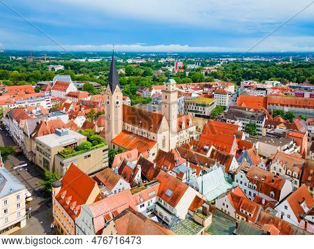 Ingolstadt Old Town Aerial Panoramic View. Ingolstadt Is A City In Bavaria, Germany.