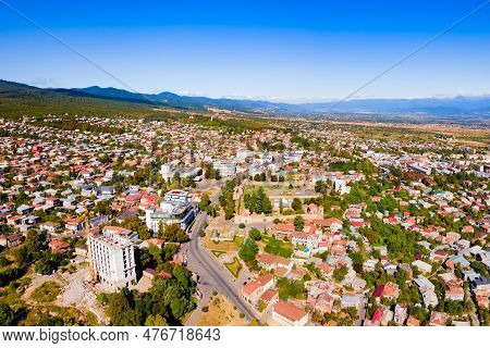 Telavi Old Town Aerial Panoramic View. Telavi Is The Main City Of Kakheti Province In Georgia.