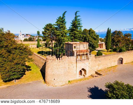 Batonis Tsikhe Fortress Aerial Panoramic View In Telavi. Telavi Is The Main City Of Kakheti Province