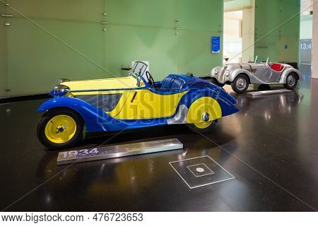 Munich, Germany - July 08, 2021: A 1939 Bmw 315 Or 315-1 Sport Roadster Car In Bmw Museum. It Is An 