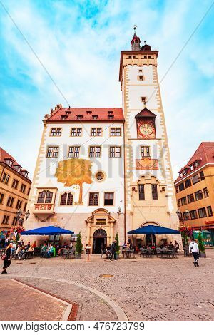 Wurzburg, Germany - July 11, 2021: Old Town Hall Or Rathaus In Wurzburg Old Town. Wurzburg Or Wuerzb