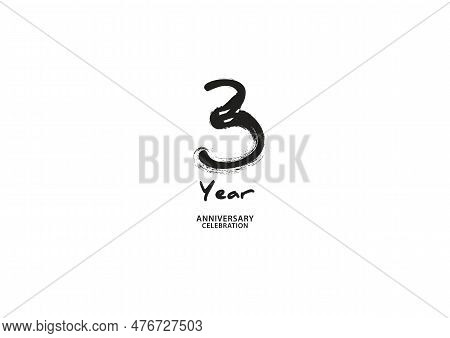 3 Year Anniversary Celebration Logotype On White Background For Poster, Banner, Flyer, Invitations O