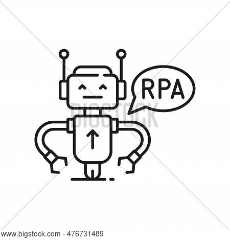 Rpa Robotic Process Automation, Cyborg Worker Icon. Vector Automate Workflow, Ai Worker Robot Mechan