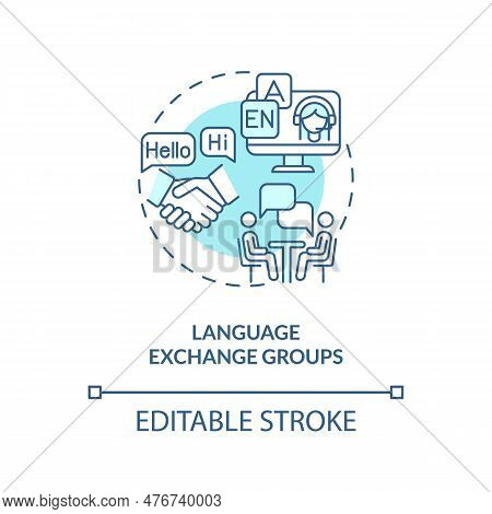 Language Exchange Groups Turquoise Concept Icon. Educational Technology. Micro Community. Learning E