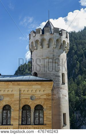 Schwangau, Germany -august 2, 2022: Neuschwanstein Castle, Schloss Neuschwanstein In German, Is A 19