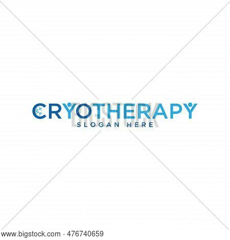 Typography Letter Logo Design Snowflake Sign For Cryo Therapy. Vector Illustration