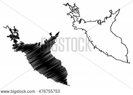 Lake Skadar (republic Of Albania, Montenegro) Map Vector Illustration, Scribble Sketch Lake Scutari,