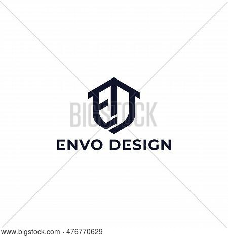 Abstract Initial Letter Ed Or De Logo In Blue Navy And Orange Color Isolated In White Background. Cr