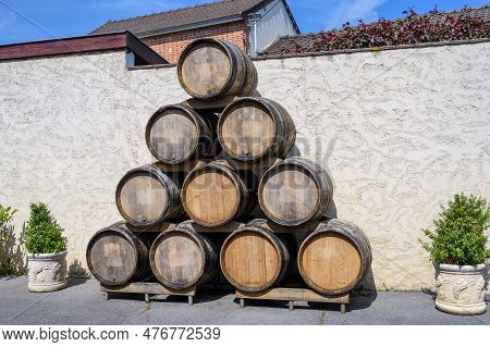 Old Equipment For Making Champagne Sparkling Wine From Chardonnay And Pinor Noir Grapes In Grand Cru