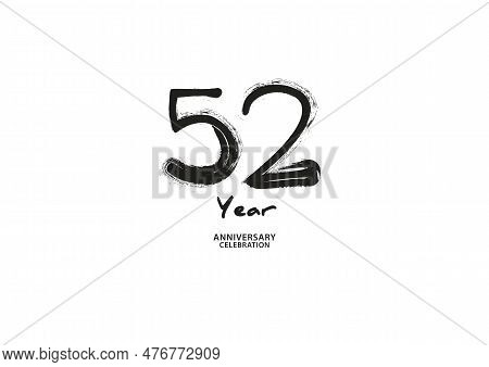 52 Year Anniversary Celebration Logotype On White Background For Poster, Banner, Flyer, Invitations 