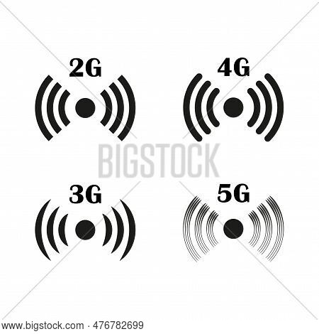 5g, 4g, 3g, 2g Vector Character Set Isolated On Background. Vector Illustration.