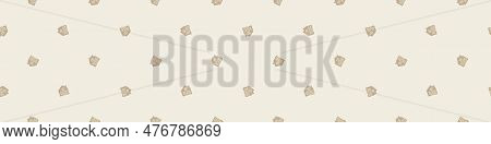 Whimsical House In Gender Neutral Vector Border. Rustic Organic Domestic Street On Seamless Ribbon.