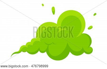Smelling Green Cartoon Smoke Or Fart Clouds Flat Style Design Vector Illustration. Bad Stink Or Toxi