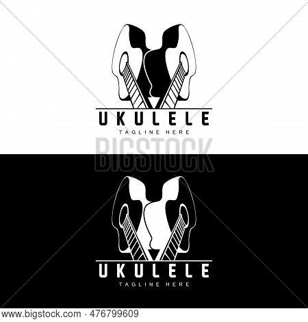 Minimalist Ukulele Music Logo Design, Ukulele Guitar Vector. Ukelele Logo Design