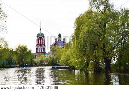 The Church Of The Forty Martyrs On The Trubezh River Among The Trees.