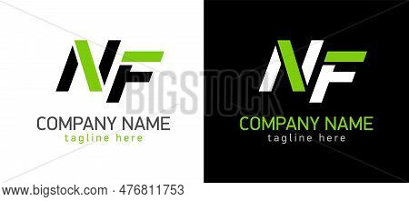Logo Emblem Monogram Nf. Bright Stripes Or Line. Black And Green Sign
