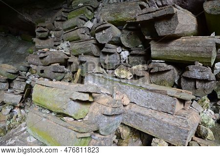 Stacked Sarcophagus In A Cave Near Sagada, Philippines