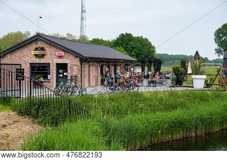 Hulst, Zeeland, The Netherlands - May 21, 2023 - Sunny Terrace And Cafe Called The Schuur, Or The Ba