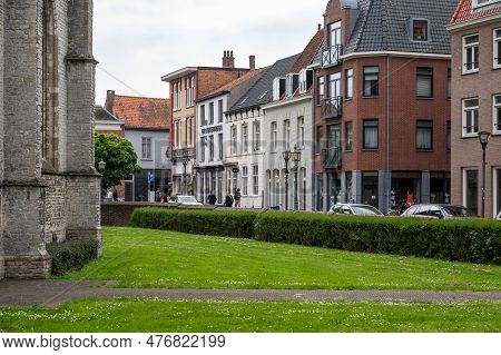 Hulst, Zeeland, The Netherlands - May 21, 2023 - Facade Of The Saint Wilibrordus Catholic Church In 