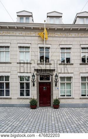 Hulst, Zeeland, The Netherlands - May 21, 2023 - The Antwerp Little Castle, A Neo Classical Building