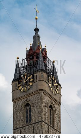 Dendermonde, East Flanders, Belgium - May 1, 2023 - The Bell Tower Of The City Hall