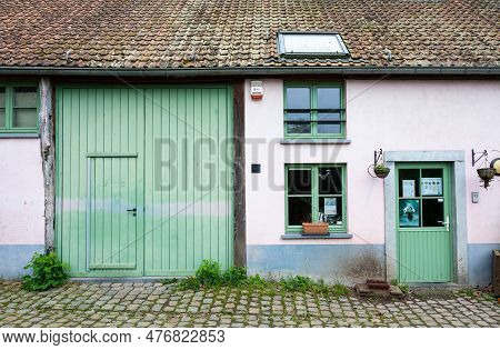 Uccle, Brussels Capital Region, Belgium - May 10, 2023 - Renovated And Colorful Farmhouse In The Fon
