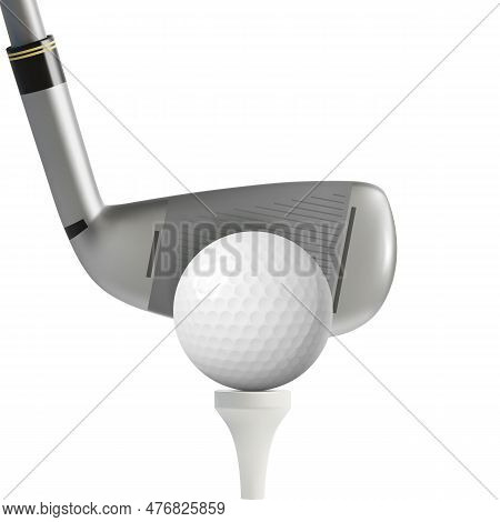 3d Stick Golf And Ball On White Tee Golfing Sport Concept Cartoon Style Can Be Used For Tournament A