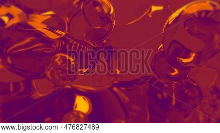Orange And Purple Transpicuous Glass Bubbles Backdrop - Abstract 3d Illustration