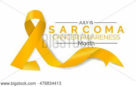 Sarcoma And Bone Cancer Awareness Calligraphy Poster Design. White Background And Realistic Yellow R