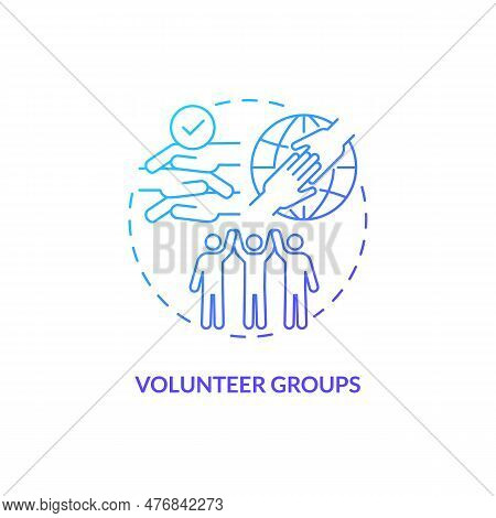 Volunteer Groups Blue Gradient Concept Icon. Community Help. Non Profit. Get Involved. Charity Work.