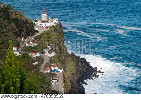 Farol Do Arnel Lighthouse On Sao Miguel Island Azores