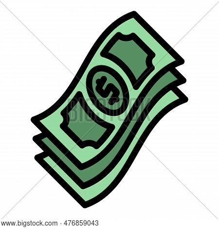 Dollar Bills Icon. Outline Dollar Bills Vector Icon For Web Design Isolated On White Background Colo
