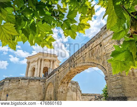 Saint-clement Aqueduct And Water Castle (chateau D'eau) In The Promenade Du Peyrou, Montpellier, Fra