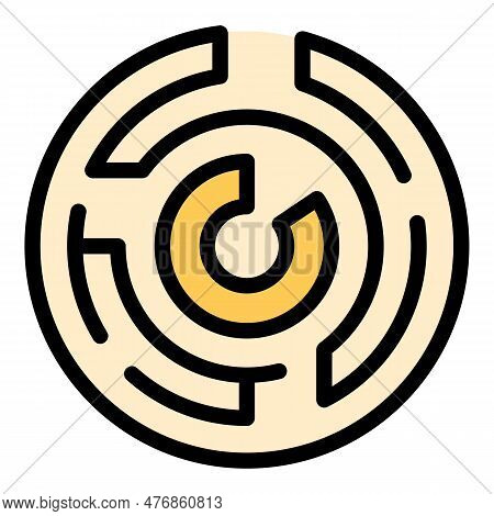 Brainstorming Labyrint Icon. Outline Brainstorming Labyrint Vector Icon For Web Design Isolated On W