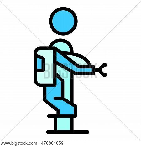 Exoskeleton Man Icon Outline Vector. Robot Suit. Wearable Body Color Flat