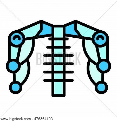 Exoskeleton Hand Icon Outline Vector. Artificial Robot. Body Tech Color Flat