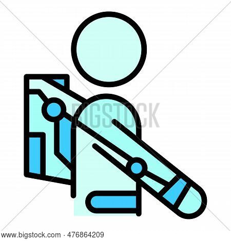 Body Tech Icon Outline Vector. Exoskeleton Suit. Robot Man Color Flat