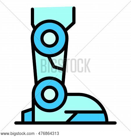 Robot Foot Icon Outline Vector. Exoskeleton Suit. Artificial Human Color Flat