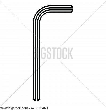 Hex Key Hex Key Wrench Tool Fixing Concept Contour Outline Line Icon Black Color Vector Illustration