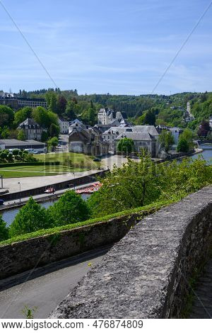 Walking In Medieval Town Bouillon With Fortified Castle, Luxembourg Province Of Wallonie, Belgium