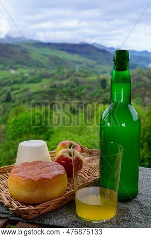 Natural Asturian Cider Made From fermented Apples And Asturian Cow Smoked Cheese And View Picos De E